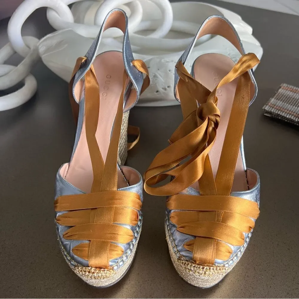 GUCCI Lilibeth leather espadrilles Size 40